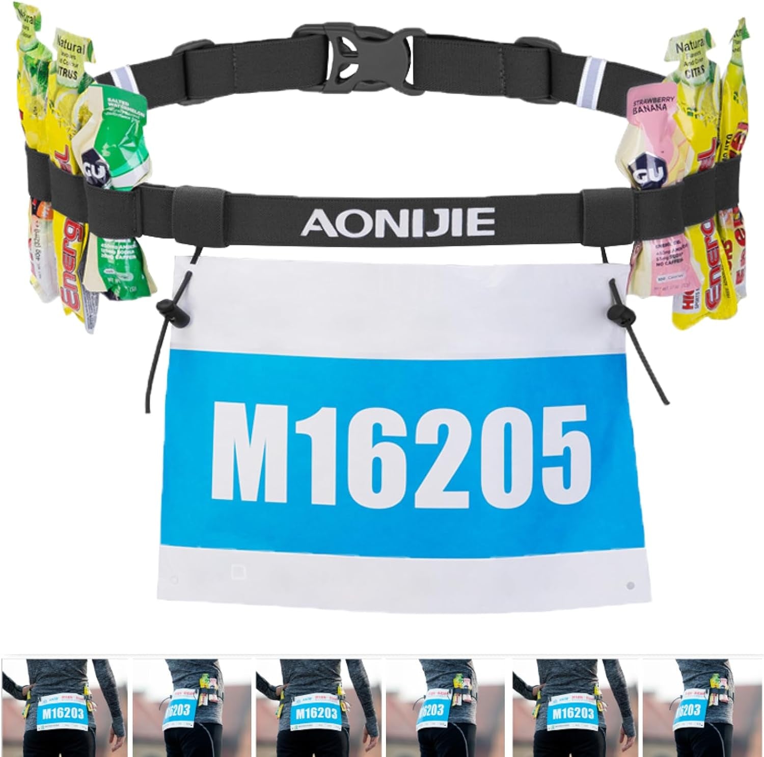 Running Bib Holder Race Belt Runner Bib Strap Race Number Belt for Triathlon, Marathon, Running, Cycling