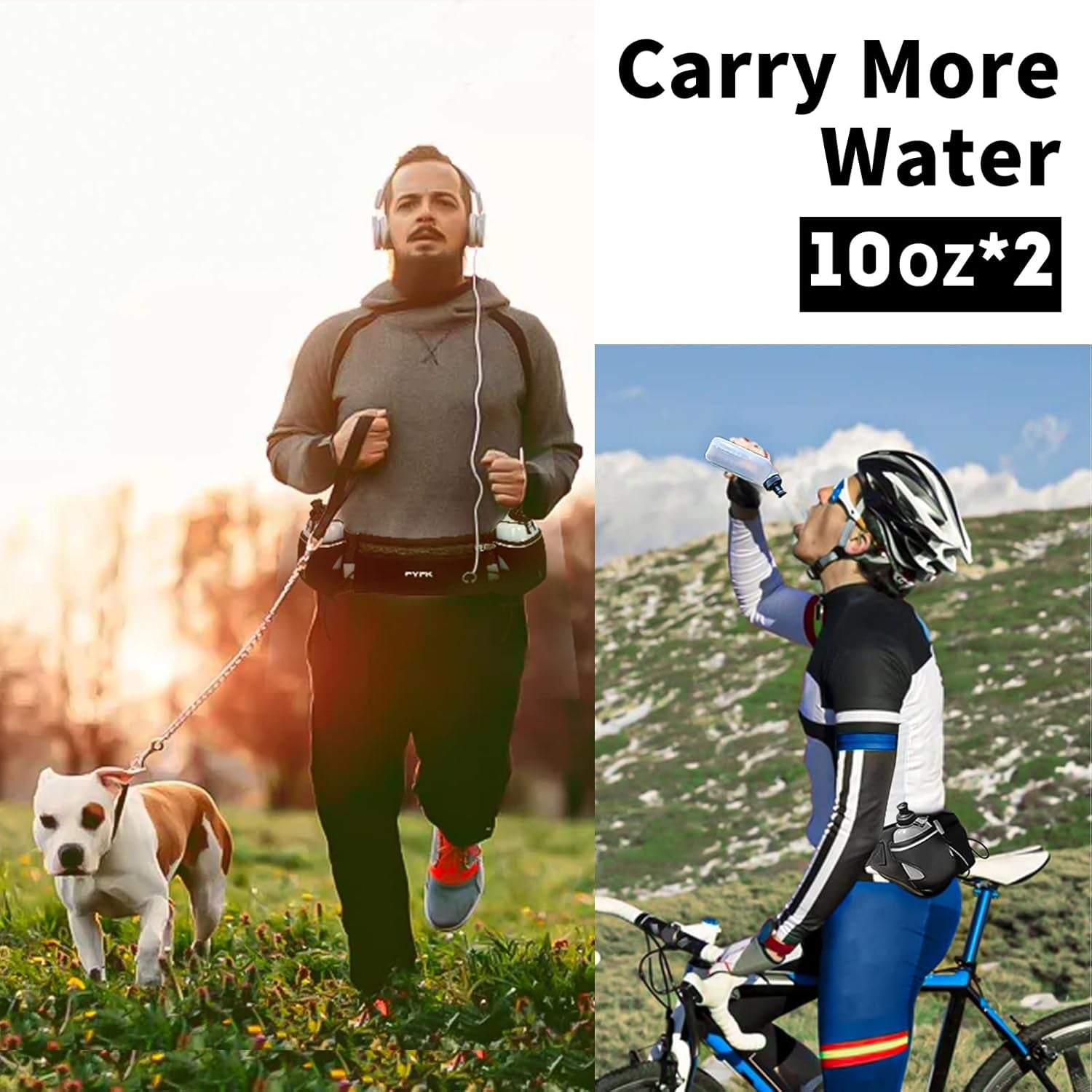 Upgraded Running Belt with Water Bottles, Hydration Belt for Men and Women, Water Bottle Holder Running Pouch Belt, Fanny Pack Fits 7 Inches Phones, Waist Pack for Running Hiking Climbing