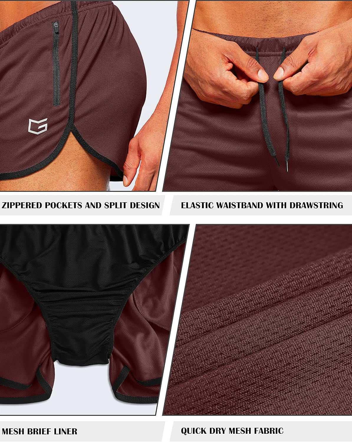 Men'S Running Shorts 3 Inch Quick Dry Gym Athletic Jogging Shorts with Zipper Pockets