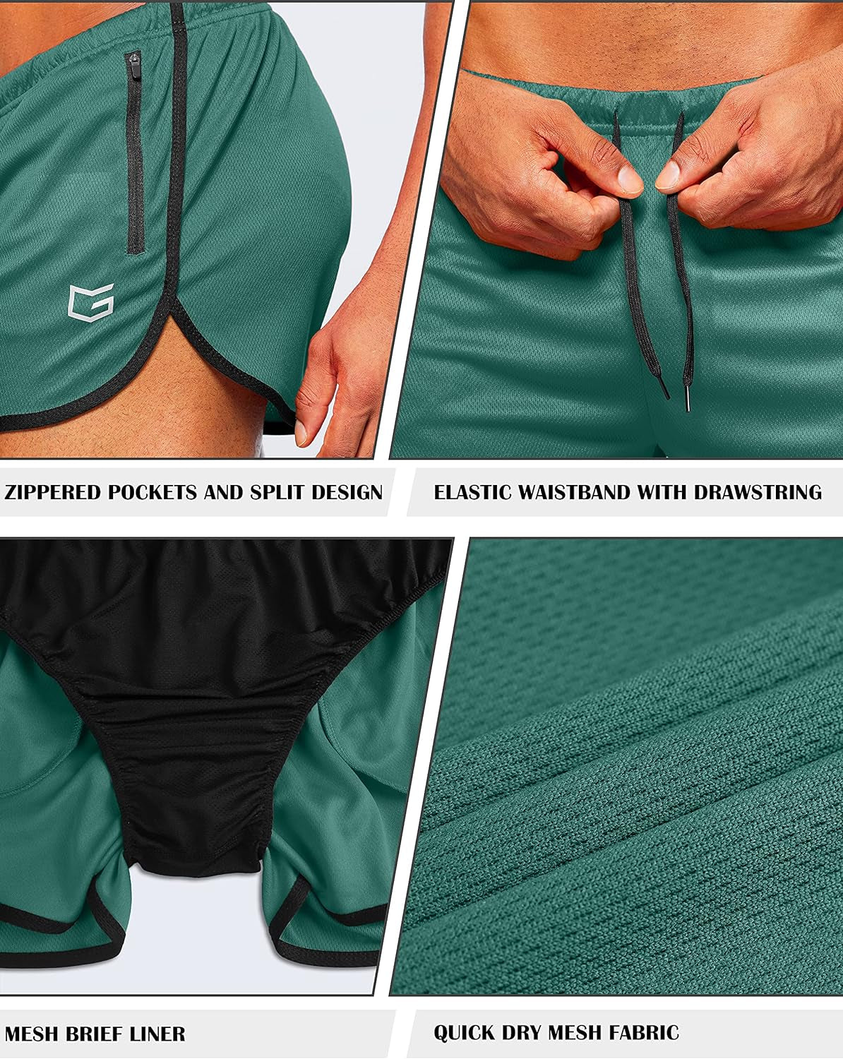 Men'S Running Shorts 3 Inch Quick Dry Gym Athletic Jogging Shorts with Zipper Pockets