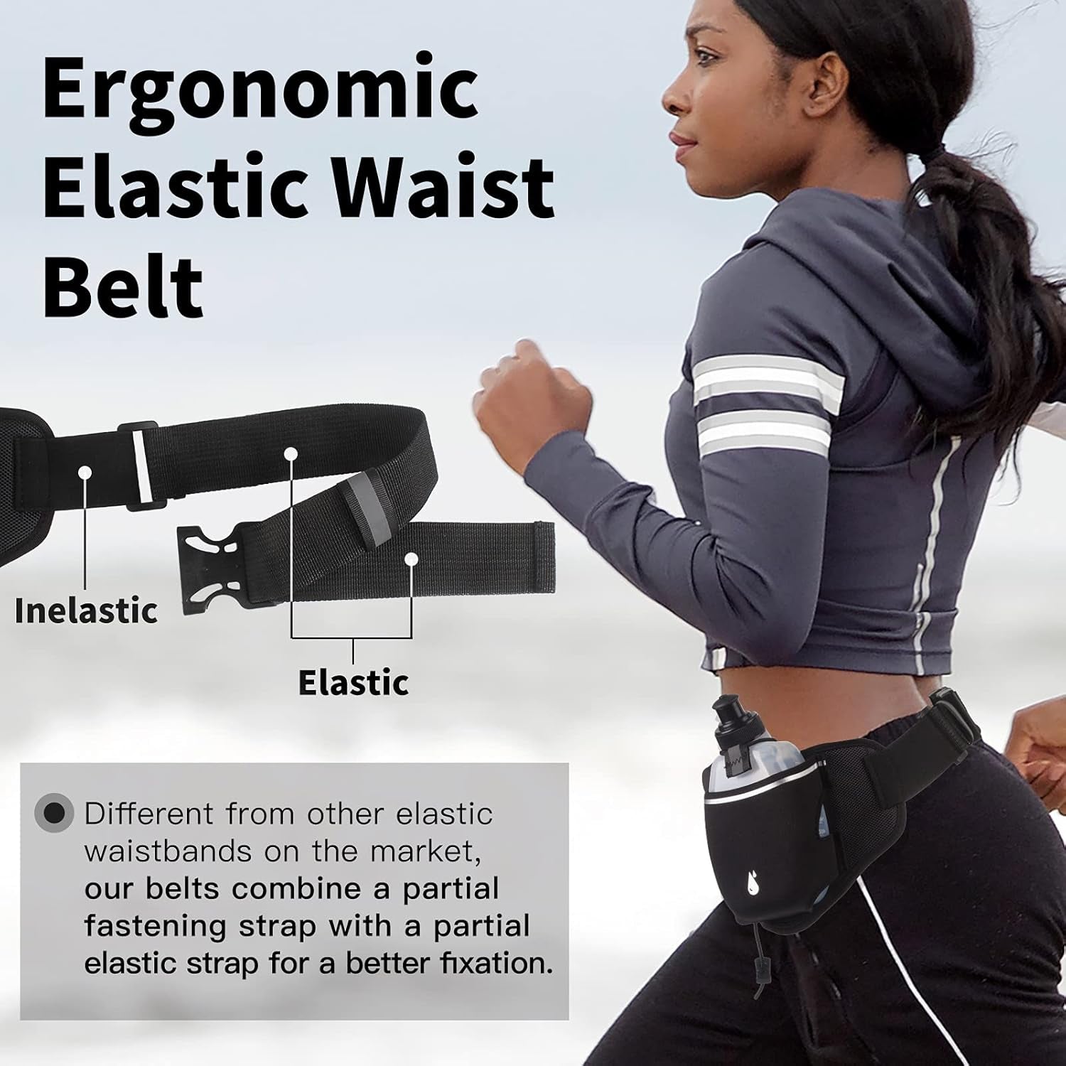 Upgraded Running Belt with Water Bottles, Hydration Belt for Men and Women, Water Bottle Holder Running Pouch Belt, Fanny Pack Fits 7 Inches Phones, Waist Pack for Running Hiking Climbing