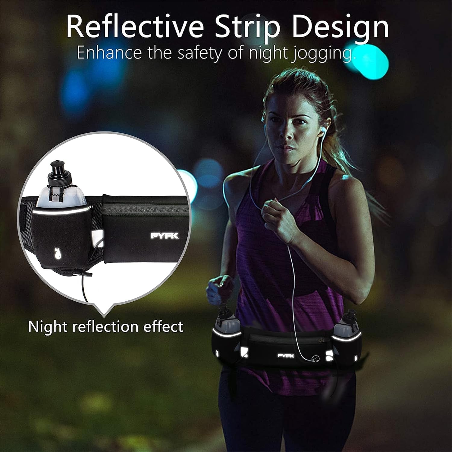 Upgraded Running Belt with Water Bottles, Hydration Belt for Men and Women, Water Bottle Holder Running Pouch Belt, Fanny Pack Fits 7 Inches Phones, Waist Pack for Running Hiking Climbing