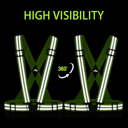 Reflective Vest Running Gear 2 Pack,Reflective Running Vests Belt, Safety Running Vest for Night Running,Cycling