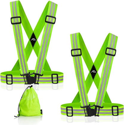 Reflective Vest Running Gear 2 Pack,Reflective Running Vests Belt, Safety Running Vest for Night Running,Cycling