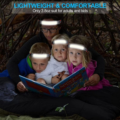 Led Headlamp Rechargeable, 1200LM Headlamp with Power Indicator & 230°Wide-Angle, Super Bright Headlight with Red Taillight & 8 Clip, 3 Mode, Waterproof Lightweight Head Lamp for Hiking Running 2 Pack