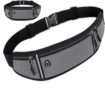 Running Belt Fanny Pack Fitness for Men and Women Outdoor Waterproof Running Belt with Adjustable Strap for Travel Hiking Running Casual Hands Free Wallets Waist Bag Grey Large JL0003 Phone