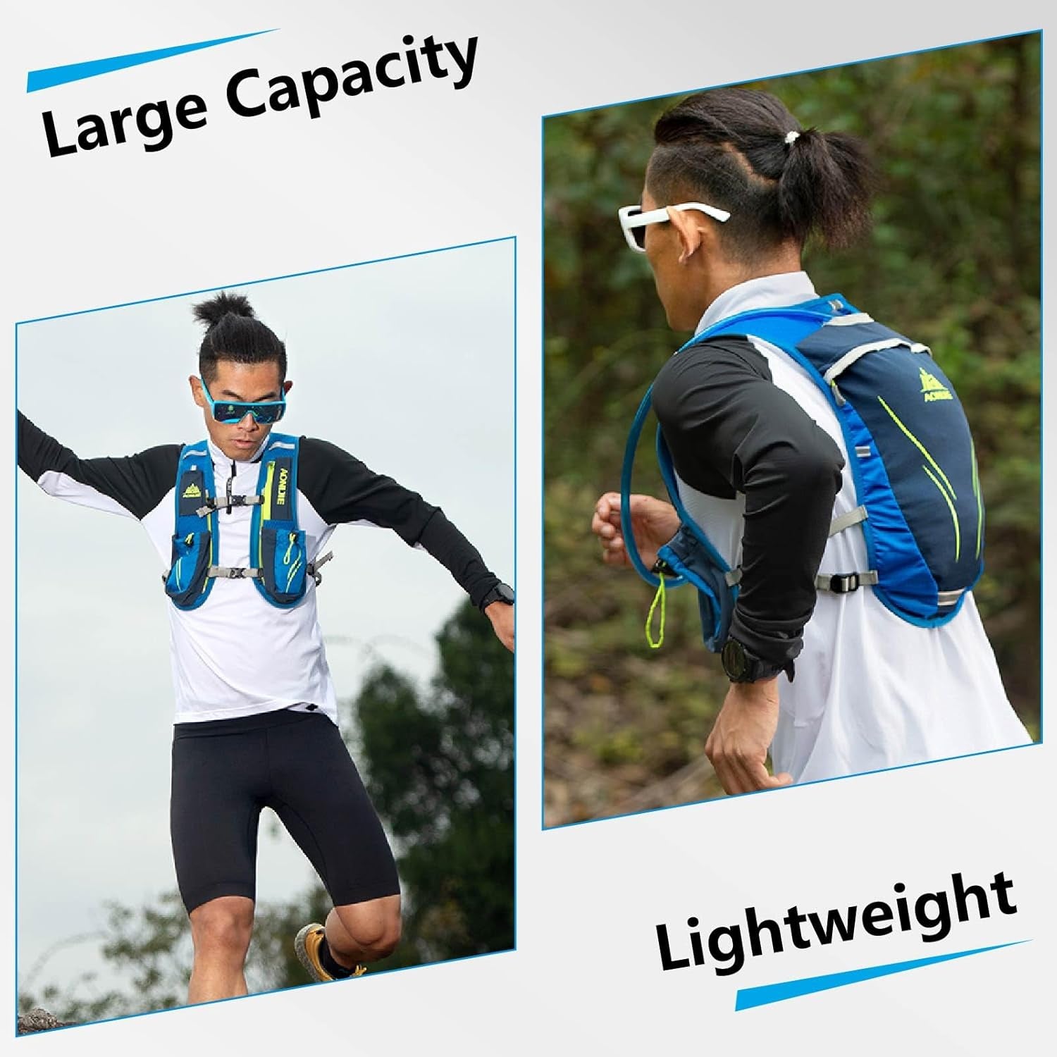 Running Hydration Vest Trail Running Backpack Bpa-Free Leak-Proof Running Water Bottles for Marathon Biking Hiking Cycling Outdoor