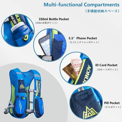 Running Hydration Vest Trail Running Backpack Bpa-Free Leak-Proof Running Water Bottles for Marathon Biking Hiking Cycling Outdoor