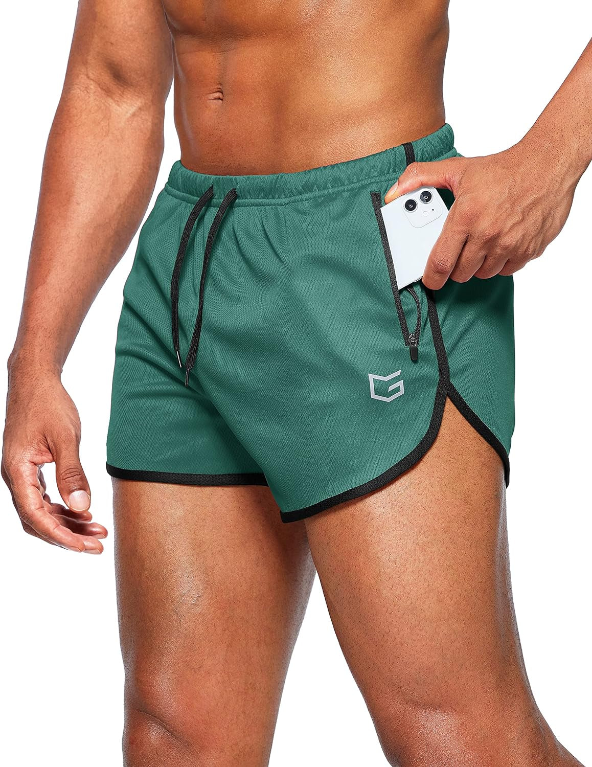 Men'S Running Shorts 3 Inch Quick Dry Gym Athletic Jogging Shorts with Zipper Pockets